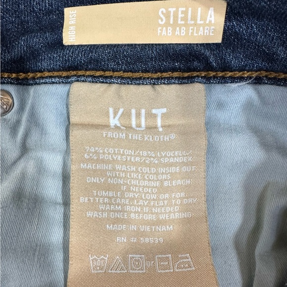 KUT from the Kloth Stella High-Rise Fab AB Flare Jeans Raw Hem Size 10 - Picture 4 of 7